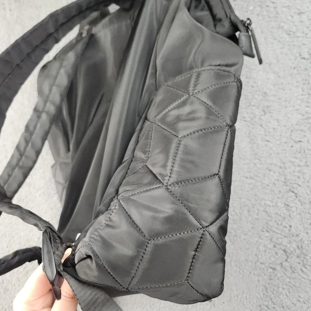 Steve‎ Madden Backpack Large Black Quilted Nylon Travel Bag Diaperbag 16